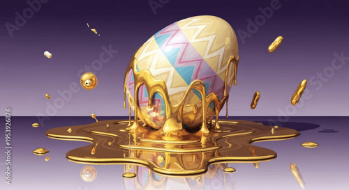 Surreal Melting Easter Egg Vector Art