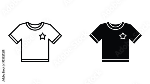 black and white t shirts with star logo vector illustration