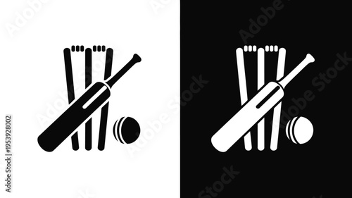 Cricket Wicket Stump Icon With Stumps with Bail Sports Sign for App Website Games Poster Vector Illustration