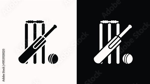 Cricket Wicket Stump Icon With Stumps with Bail Sports Sign for App Website Games Poster Vector Illustration