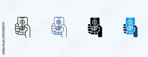 Virtual Currency Multiple Icon Illustration Vector