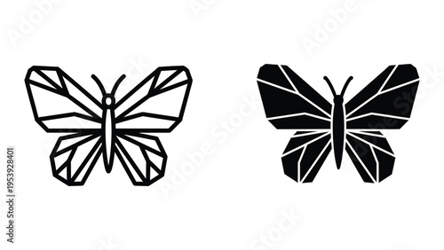black and white butterfly vector illustration, flat design
