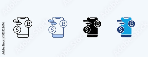 Crypto Exchange Multiple Icon Illustration Vector