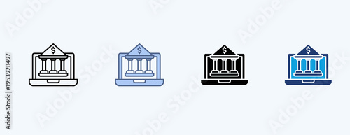 Digital Banking Multiple Icon Illustration Vector