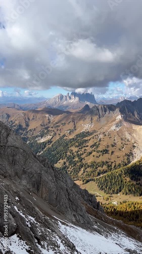 Sunlit Dolomite Peaks from Cima di Costabella – Vertical 4K Landscape