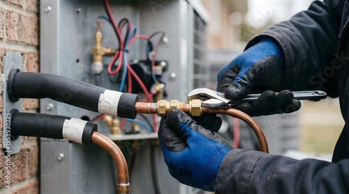 A focused worker uses metal tools and specialized equipment to repair a bicycle in an industrial workshop