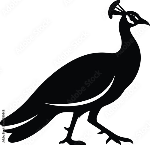 Vector silhouette elegant peahen bird exotic animal graphic modern simple design