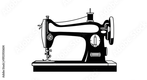 Vintage Sewing Machine Illustration - A Classic Tool for Textile Crafts.
