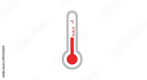 Red Thermometer Showing High Temperature Level.