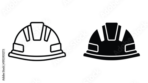 two construction hard hats flat design vector illustration
