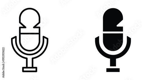 Microphone icons vector illustration, flat design audio symbols