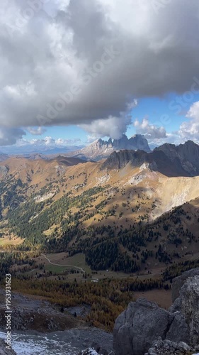 Cima di Costabella Mountain Peaks in Golden Light – Dolomites 4K Vertical