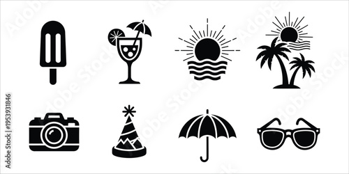 Summer vacation icons