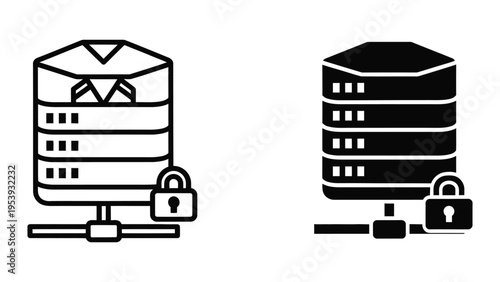 Secure server and database vector illustration with padlocks