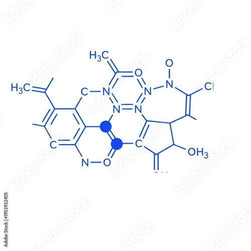 Precisely rendered glutathione tripeptide chemical skeletal structure diagram, royal blue lines on transparent, flat vector art, clear scientific graphic concept