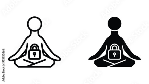 meditation and security concept with padlock vector illustration