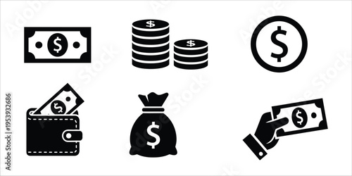 Financial icons and money symbols