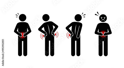 Illustration of people experiencing lower back pain.