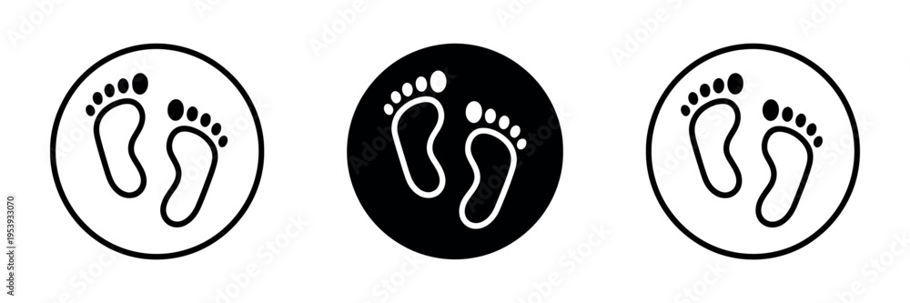 Obraz premium Web Icons Set Featuring Feet Flat Design Pictograms Footprint Pedestrian Human Leg Vector Illustration