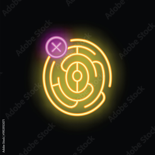 Neon sign representing a maze with no solution, symbolizing failure or a dead end