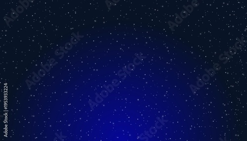 Deep blue starry night sky background with countless twinkling stars and smooth gradient glow