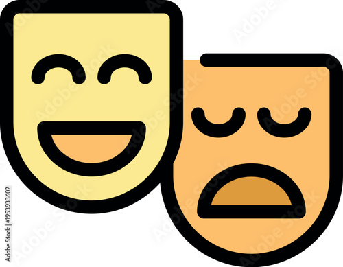 Happy and sad masks symbolize the duality of emotions in dramatic arts, capturing the essence of theatrical expression