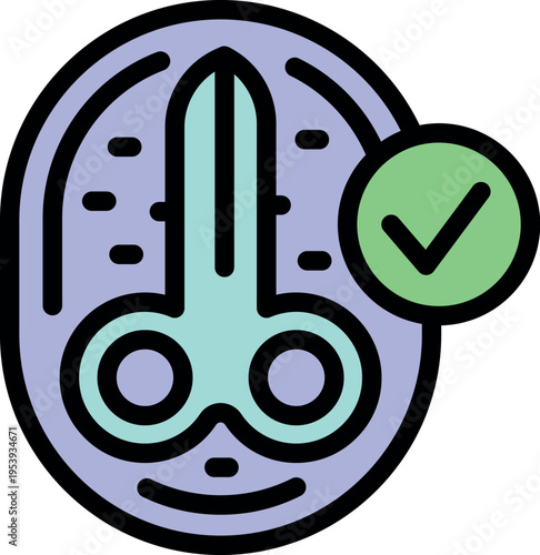 Cartoon penis with check mark symbolizes sexual health and proper function