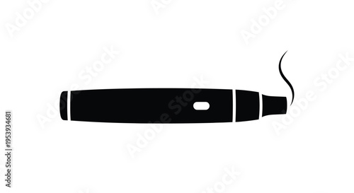 Black electronic cigarette with vapor trail a striking silhouette