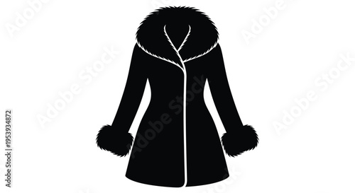 Black winter coat with fur trim a striking fashion silhouette