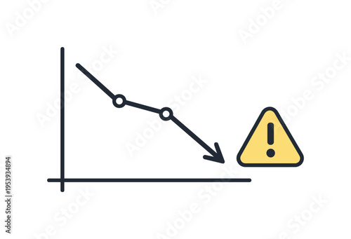 Market downturn analysis and risk management awareness in a volatile economic environment affecting business planning and investment decisions, a simple downward sloping line graph