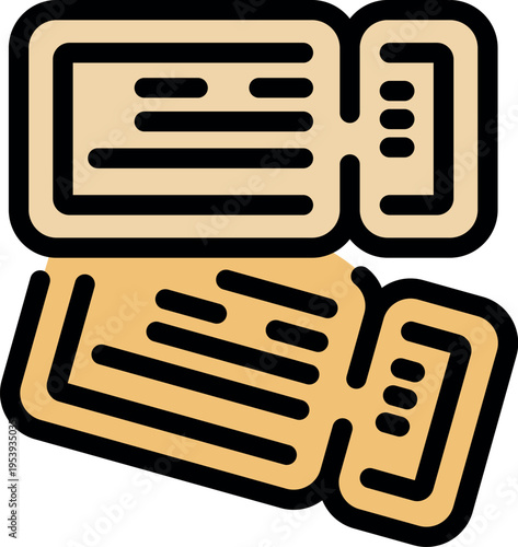 Pair of tickets symbolizing entry to events, travel, or entertainment, evoking anticipation and excitement