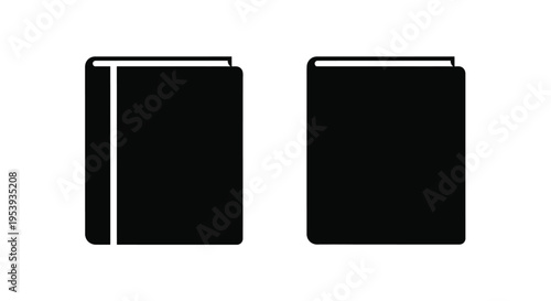 Two closed books depicted in a stark black silhouette