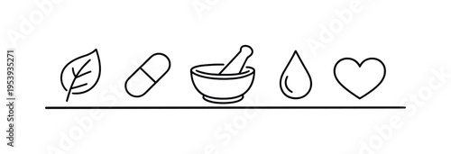 Natural dietary supplements supporting everyday wellness and balanced nutrition through plant based health support and healthy lifestyle habits, leaf, capsule pill, mortar and