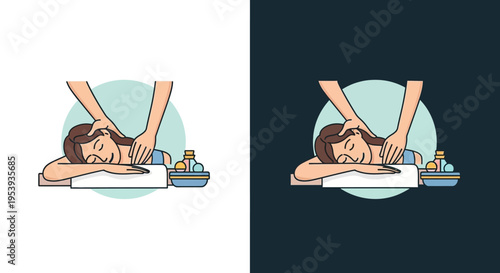 Illustration of a woman receiving a facial treatment.