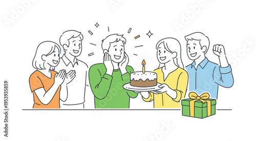 Coworkers surprising a teammate with a birthday cake during a small office celebration, symbolizing workplace appreciation, positive culture, and shared joyful moments beyond daily