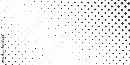 Halftone pattern with black square. Abstract geometric texture. Background with graphic design element for modern digital style, artistic backdrop. Vector illustration