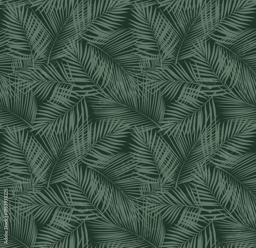 Muted Sage Palm Fronds Seamless Pattern for Luxury Interior Wallpaper and Textile Design