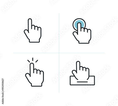 Digital user interface interaction representing simple navigation and selection within modern websites and mobile applications where users activate buttons and links through