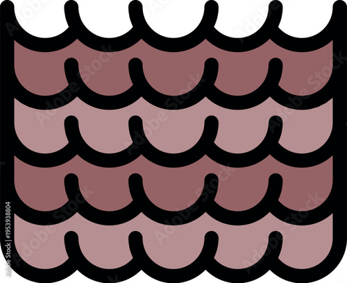 Repeating rows of roof tiles create a protective layer, forming a seamless pattern across a house's exterior