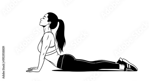 woman in upward facing dog yoga pose.