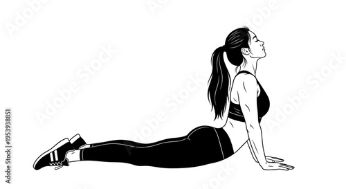 woman doing yoga exercise in black and white.