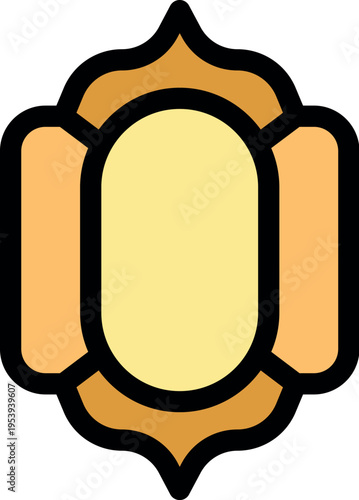 Vintage frame featuring ornate, symmetrical shapes and warm colors