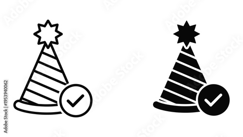 birthday party hats with checkmarks vector illustration