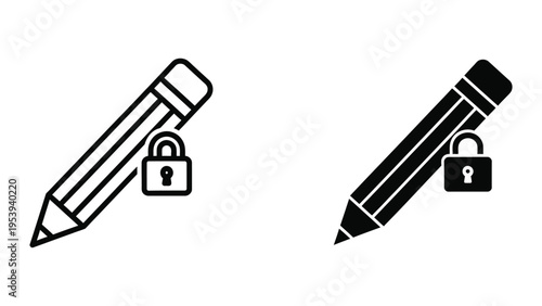 pencils with padlocks, vector illustration, flat design