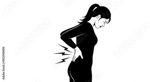 Woman experiencing back pain or discomfort.