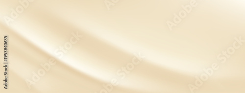 Silk gradient background. Beige bg with vanilla color and cream texture. Champagne gradation for aesthetic studio backdrop template. Wide delicate satin cloth neutral banner. Popular tone base