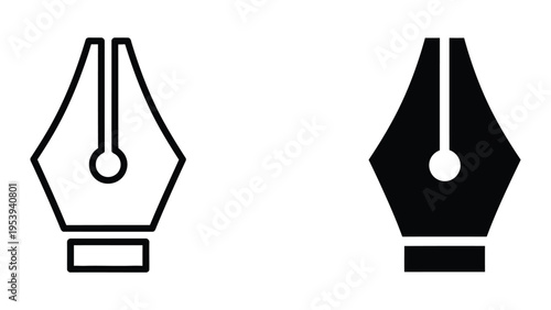black and white fountain pen nibs vector illustration