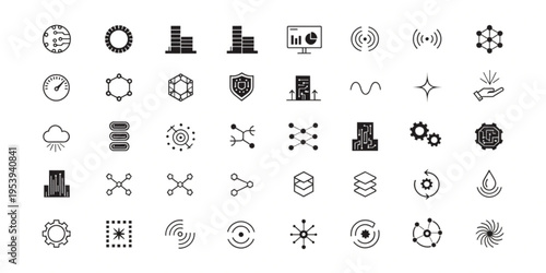 Various icons depicting technology and industry symbols are displayed.