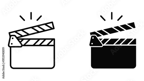 clapperboard with film reel icon vector illustration for cinema and video production flat design