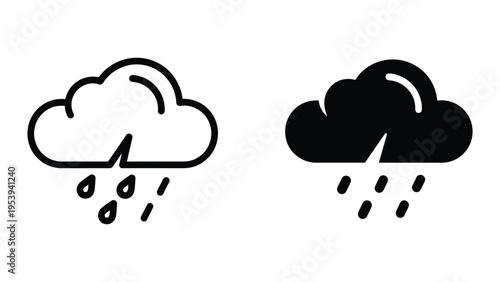 weather icons with rain and clouds, vector illustration